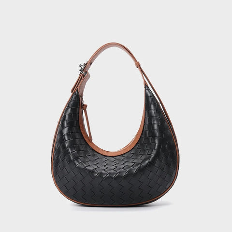 Woven Genuine Leather Crossbody Bag