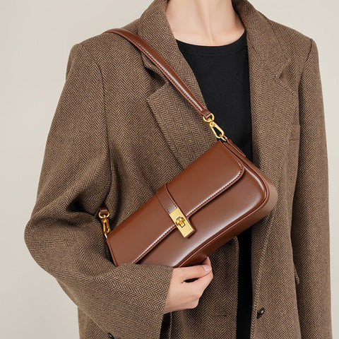 Vintage Cowhide Leather Crossbody Bag