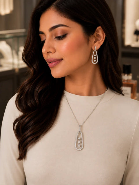 Stone Jewelry Set - Silver
