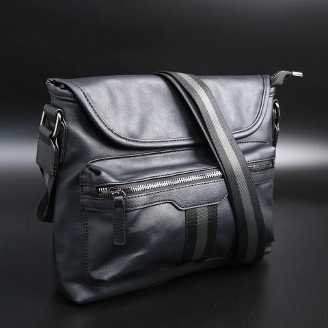 Men's Plaid PU Leather Crossbody Bag