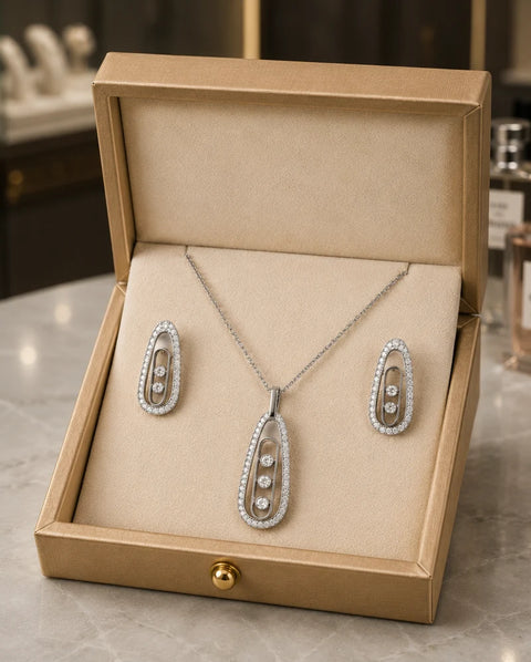 Stone Jewelry Set - Silver