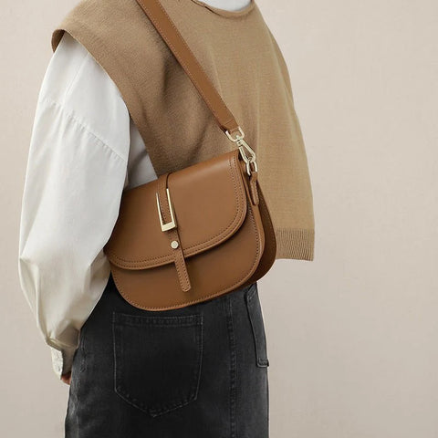 Genuine Leather Saddle Crossbody Bag