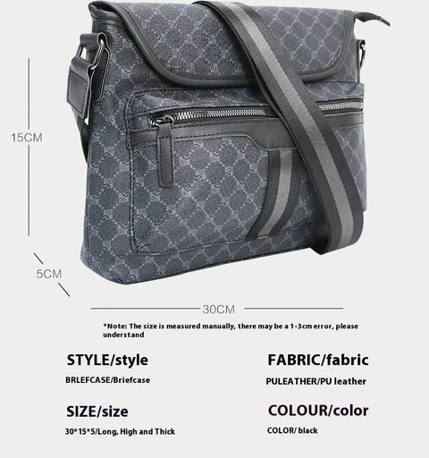 Men's Plaid PU Leather Crossbody Bag