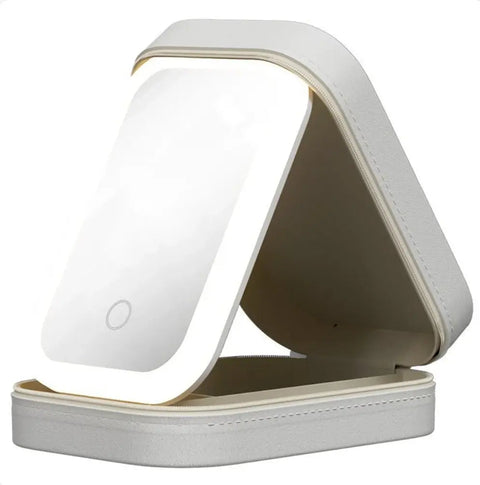 Portable Makeup Storage Box with LED Mirror